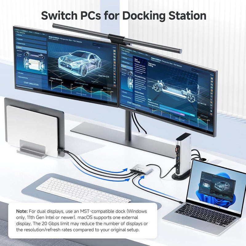 CableMatters 20Gbps USB C Switch, 3-in-1-Out, Supports Up to 8K@30Hz on Windows, 4K@60Hz on macOS, 140W PD, for Sharing a USB-C/Thunderbolt 4 Monitor or Dock (Not Work with Captive Cable Docks) - Image 4